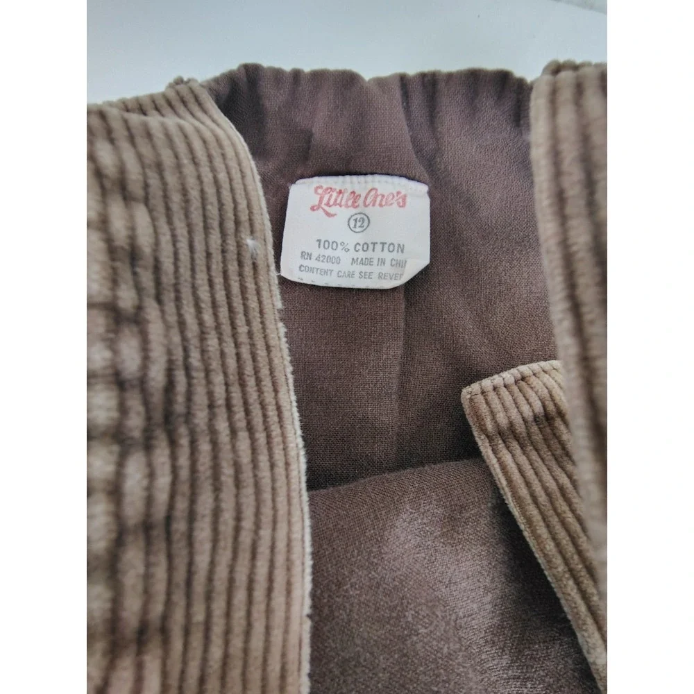 Vintage Little One's Brown Corduroy Overalls 80s 90s Size 12 Months 100% Cotton